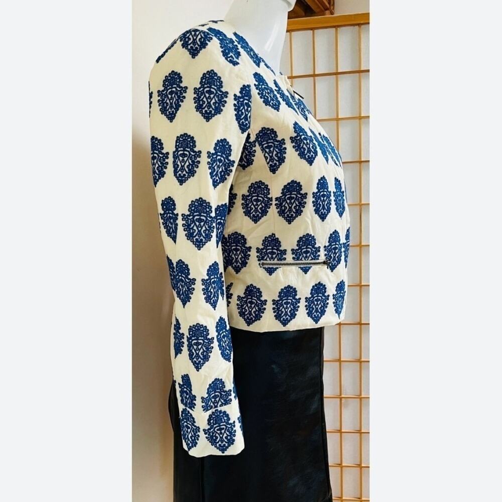 J.Crew cropped cotton embroidered filigree zip jacket size 8 - Picture 4 of 9